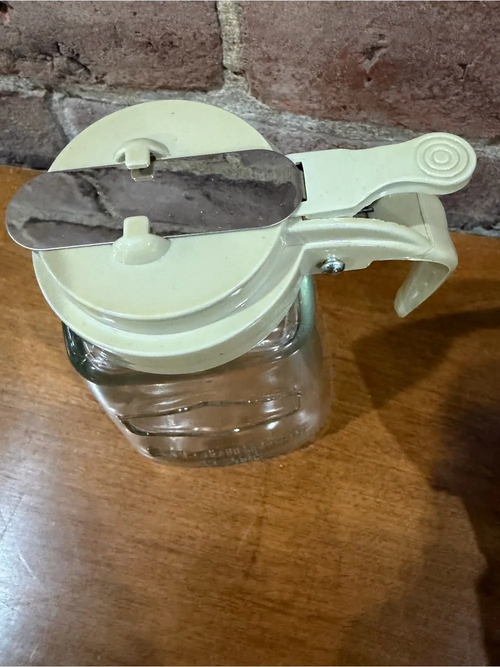 Glass Syrup Dispenser - vintage style tan top